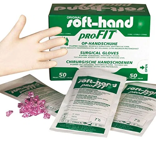 Soft-Hand 09223204 Profit Latex Handschuhe, puderfrei, Größe 7,5, M (100-er Pack)