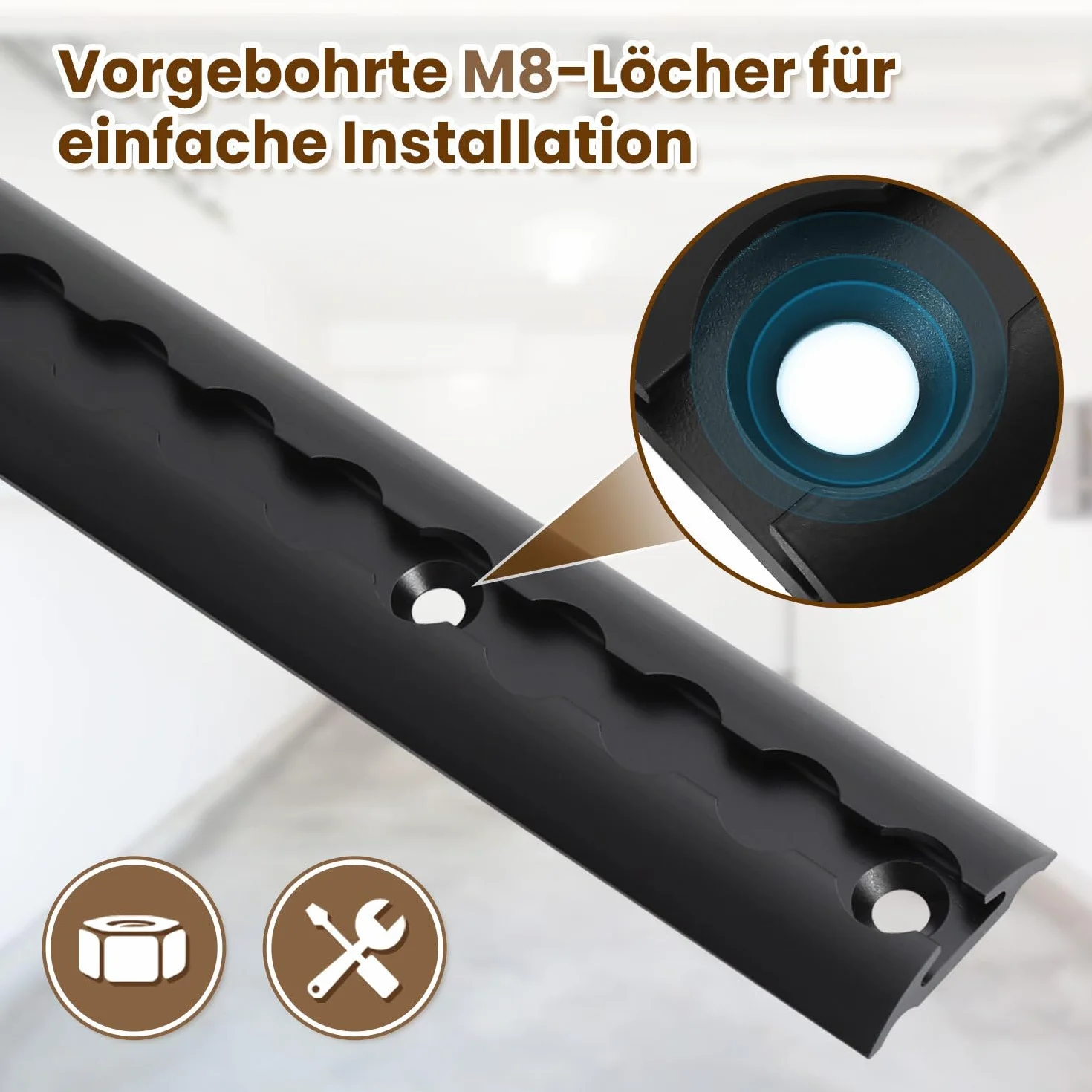 Airlineschiene, 4 Stück Aluminium Airline Schienen, 1M Befestigungsschiene Halbrunde Form, Schwarz Airlineschiene Zubehör, Korrosionsschutz, für Anhänger, Wohnmobil, PKW, LKW, Bohren/Kleben