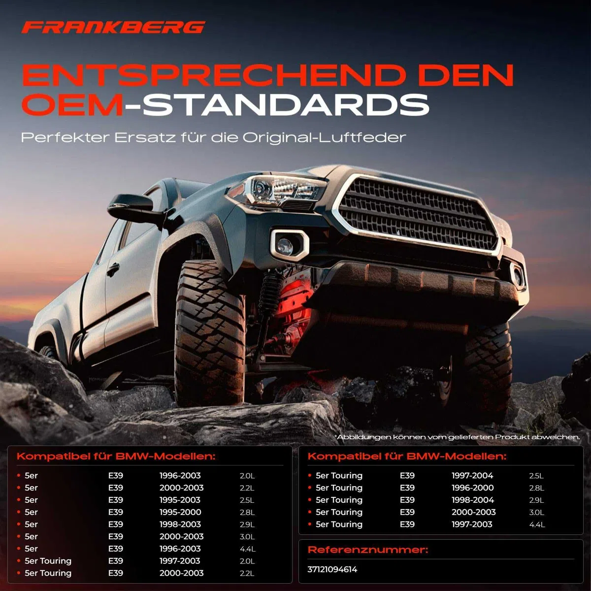 Frankberg Luftfederung Luftfeder Hinten Rechts Kompatibel mit 5er E39 520 523 525 528 530 540 1995-2003 5er Touring E39 520 523 525 528 530 540 1997-2004 Replace# 37121094614