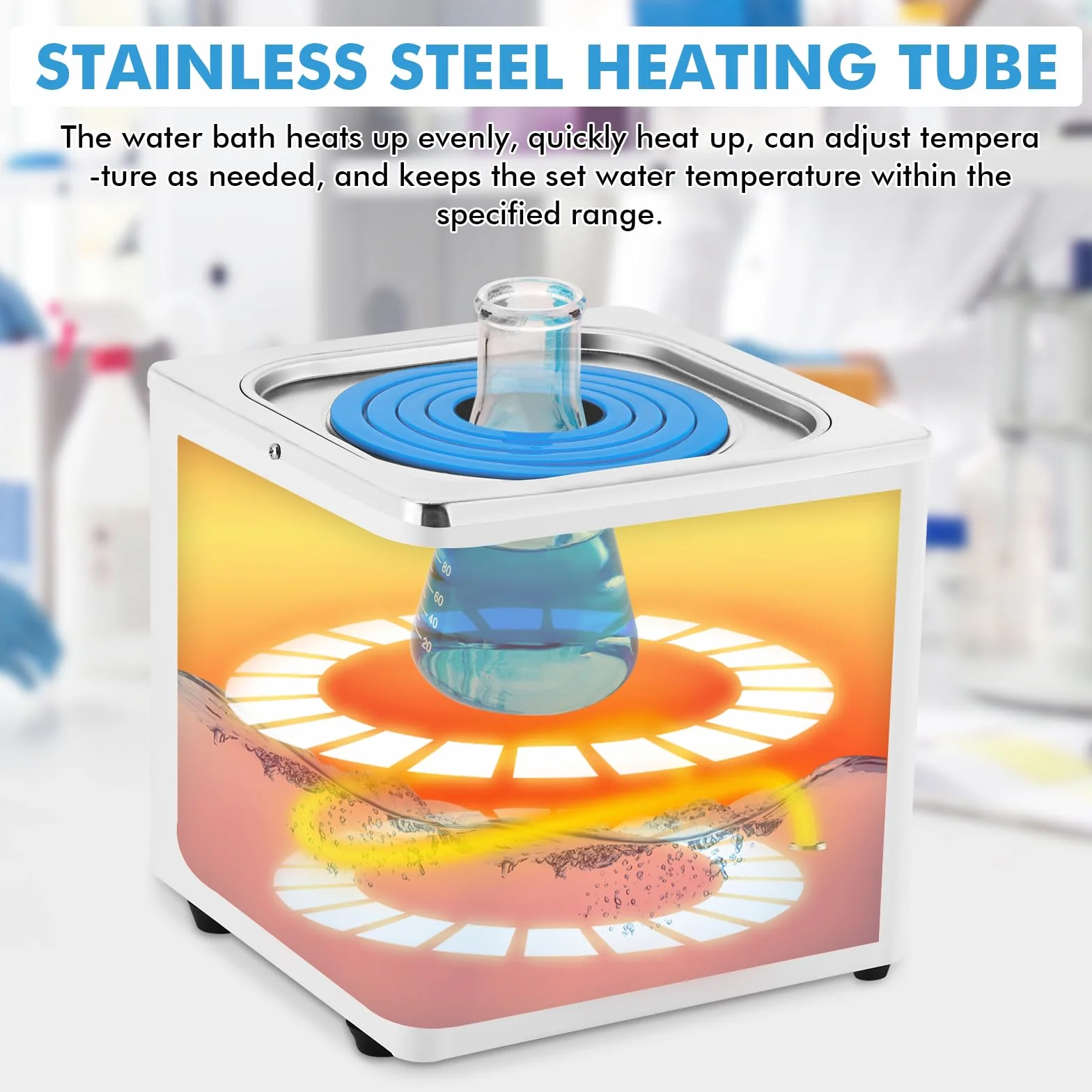 YUCHENGTECH 3L Digitales Labor Wasserbad 300W Thermostatisches Labor Wasserbad 0-999min für Laboranwendungen Lebensmittelerwärmung Chemisch-biologische Experimente