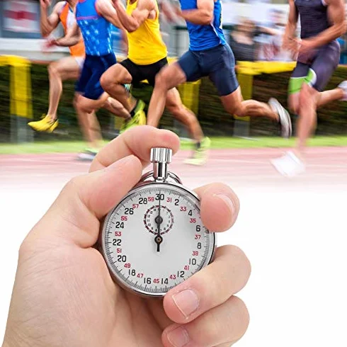Mechanische Stoppuhr Metall-Stoppuhr Handheld-Laufzeituhr Großes Zifferblatt-Display Physik-Lehrgeräte