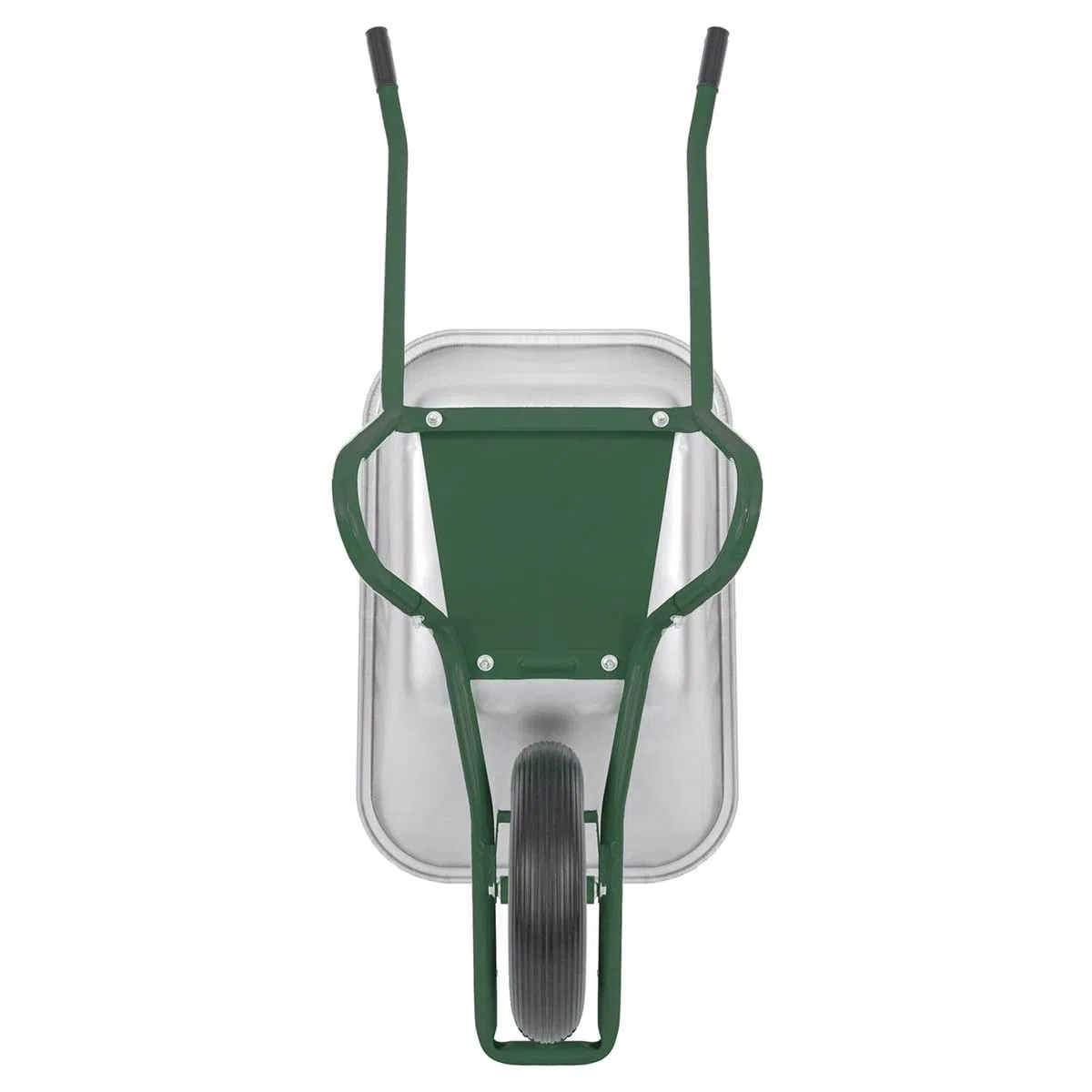 Matrix Schubkarre Profi 100l Liter 250 kg mit zusätzlichem Bodenblech pannensichers PU-Rad Schubkarren groß Garten Scheibtruhe Bauschubkarre | Mulde verzinkt | Metall Felge mit Kugellager | Farbe grün
