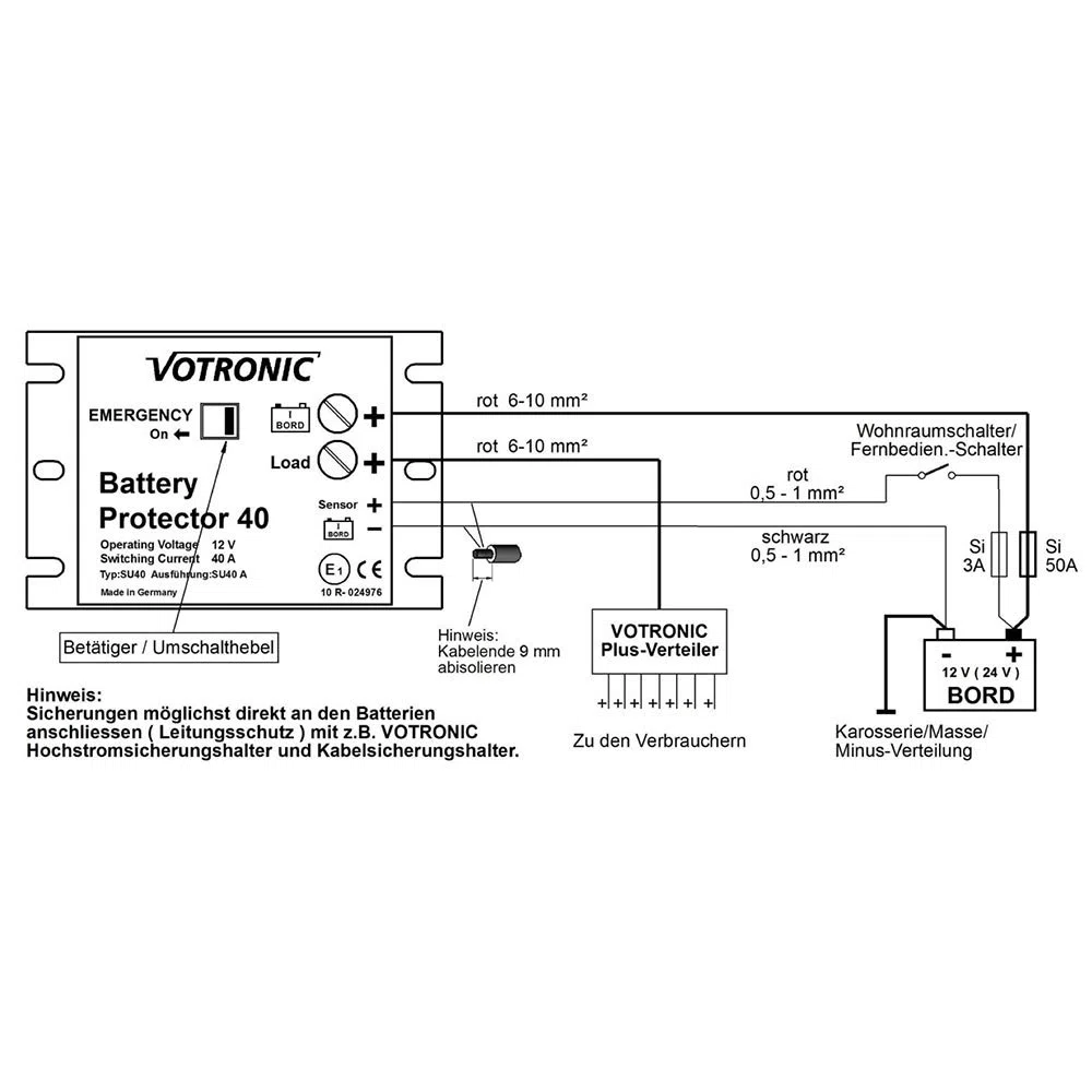 VOTRONIC 3073 Battery Protector 40 Motor 40A 12V Batteriewächter Überspannungsschutz