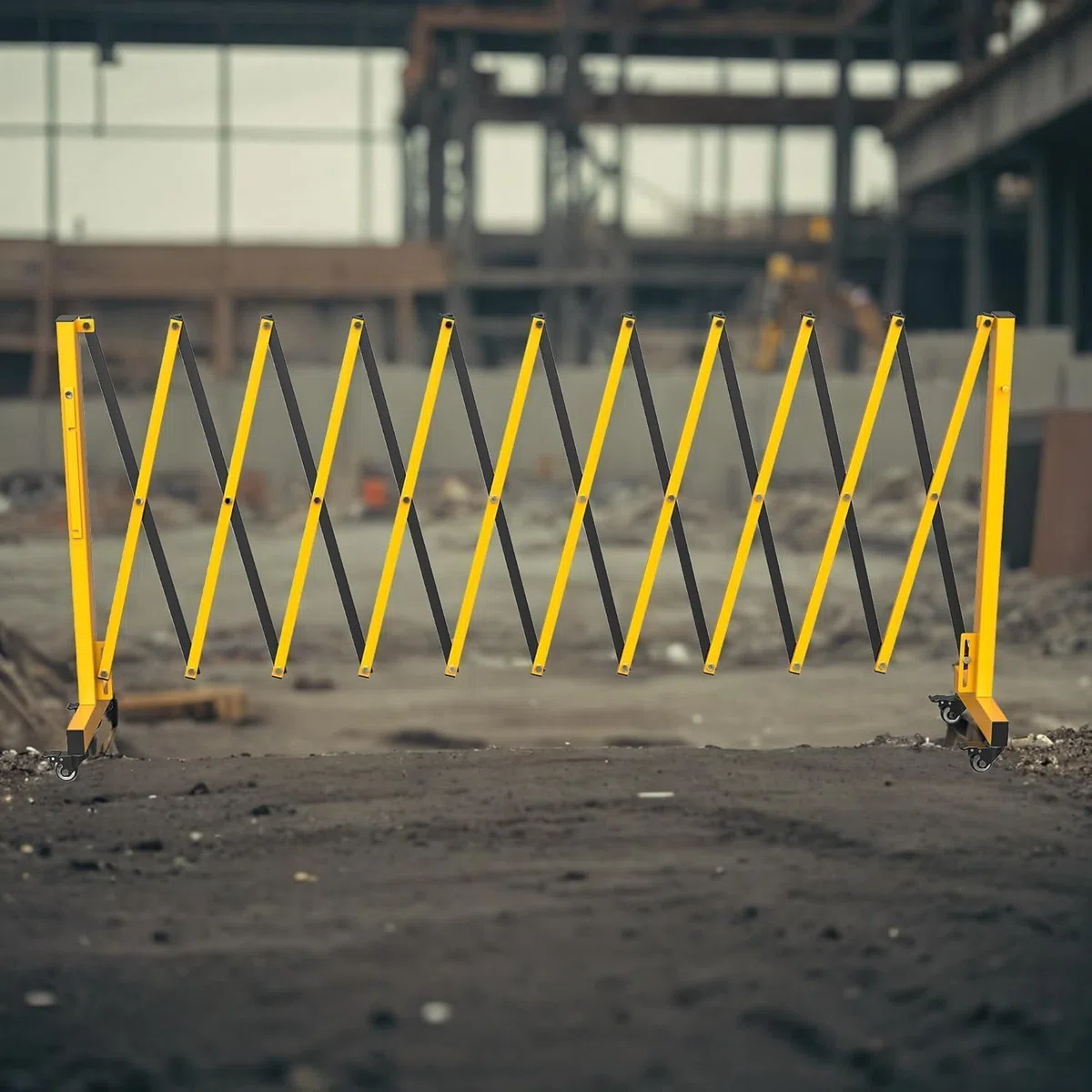 Garvee 5,1M Scherengitter Ausziehbar Outdoor,Mobiles Absperrung Metallbarrikade,Metallisch Erweiterbare Barriere Mit Rollen, Outdoor Absperrgitter Für Baustelle, Verkehrskontrolle & Absperrung