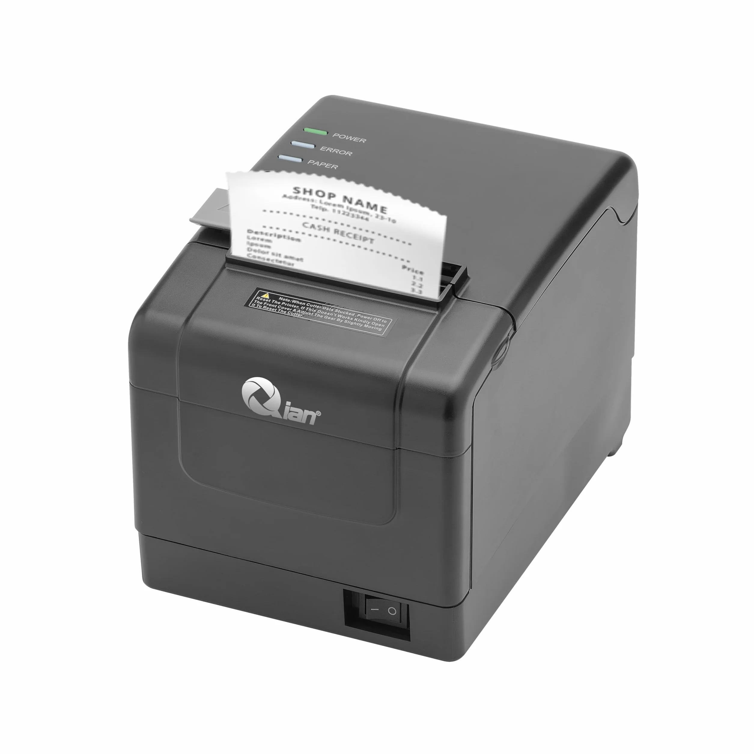 QIAN Anjet80 80mm Thermo-Belegdrucker TPV POS Automatischer Schnitt ESC/POS | Geschwindigkeit 160 mm/s | Treiber Windows | Bluetooth, USB, Ethernet (Schwarz)