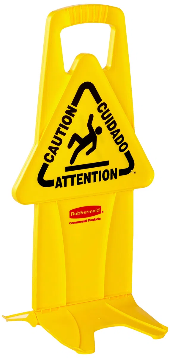 Rubbermaid Commercial Products 'Caution' Stable Safety Sign - Yellow