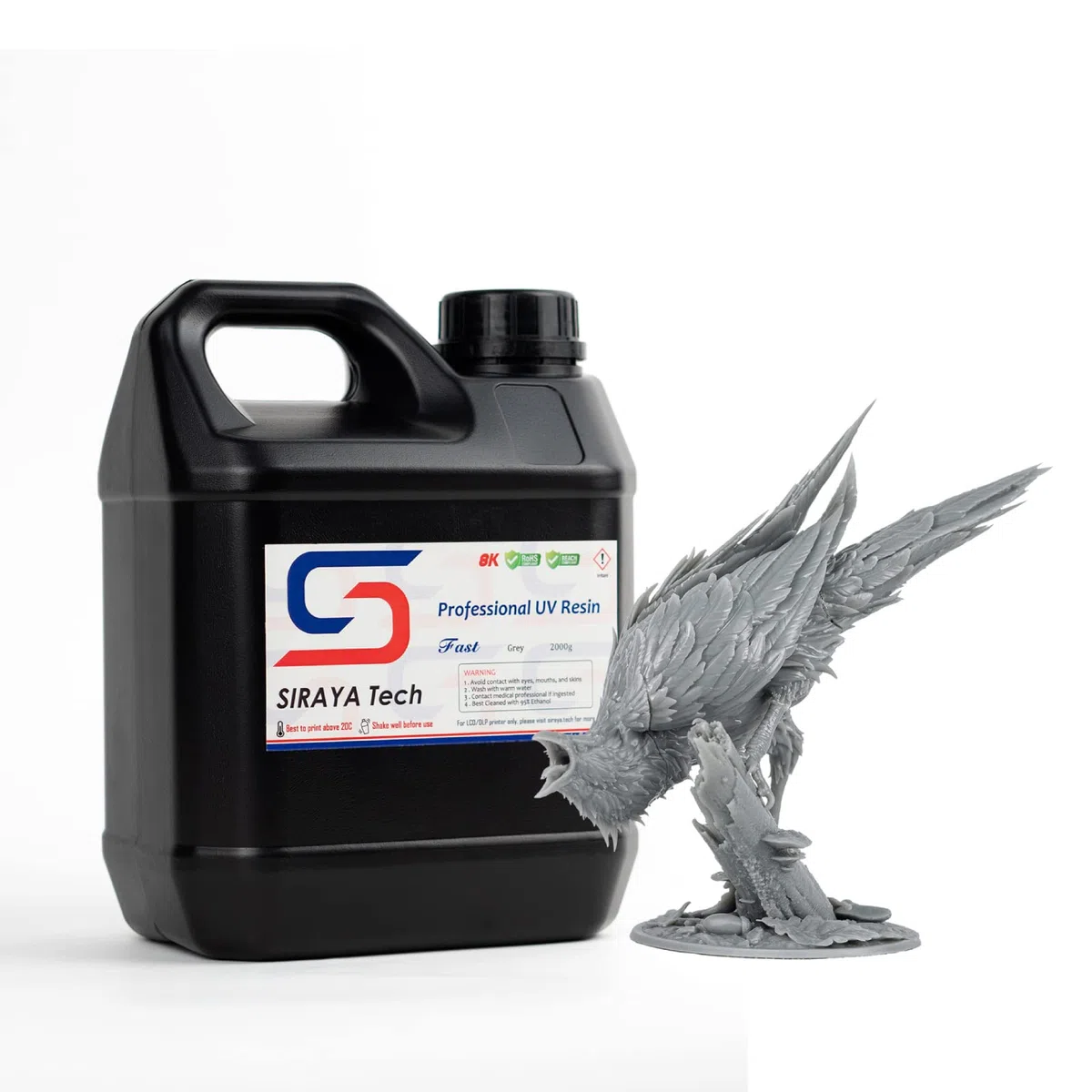 Siraya Tech Fast ABS-Like Resin 3D Drucker, Bruchfest, Hochpräzise, Standard-Photopolymer 405Nm UV-Härtend Für LCD/DLP 3D-Druck (Grau, 2kg)