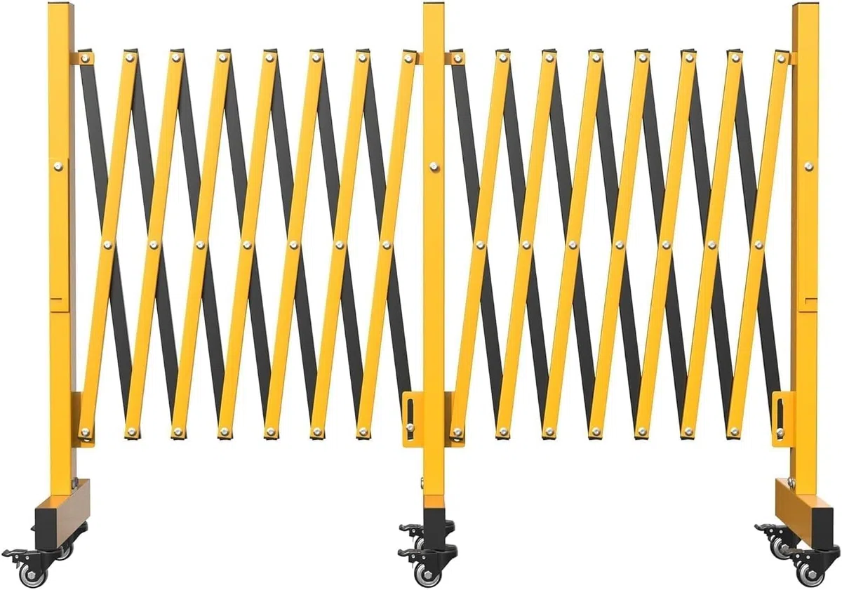 Garvee 5,1M Scherengitter Ausziehbar Outdoor,Mobiles Absperrung Metallbarrikade,Metallisch Erweiterbare Barriere Mit Rollen, Outdoor Absperrgitter Für Baustelle, Verkehrskontrolle & Absperrung