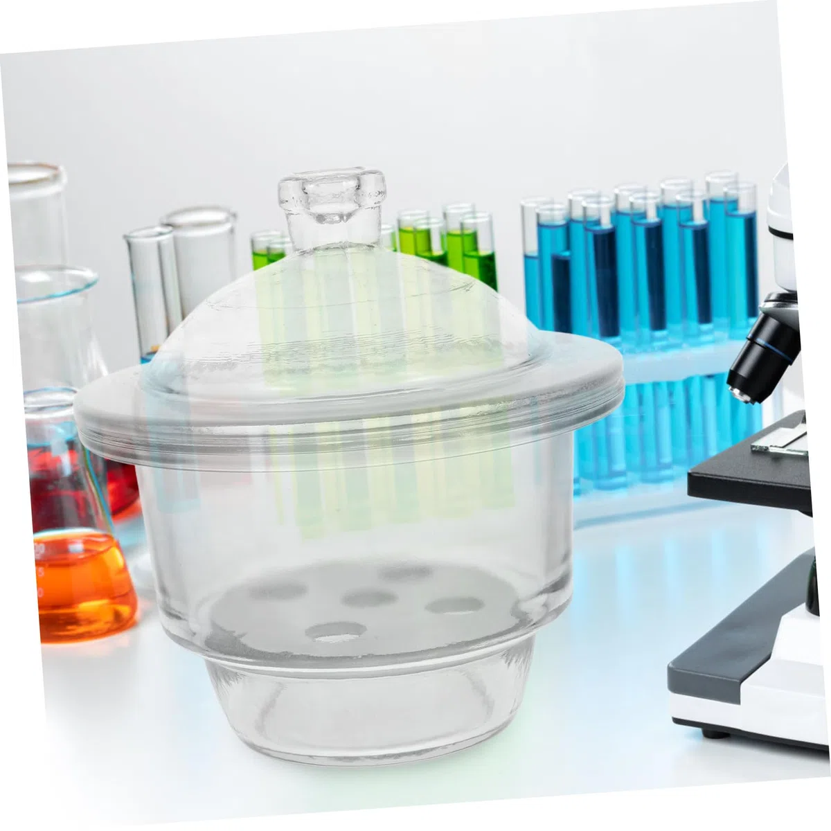 SOLUSTRE Exsikkator Vakuum Labor Trockenglas 22cm Glasflasche Für Praktische Experimente Im Labor Und Unterricht