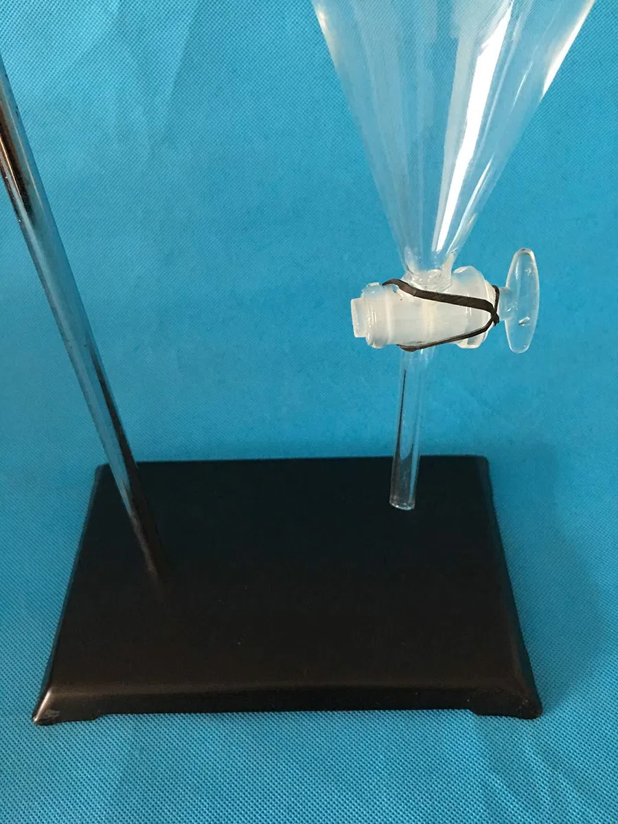 EAT1 1000 ml Glas-Trenntrichter-Set, 1000 ml, mit Glasstopkorken und Ringständer