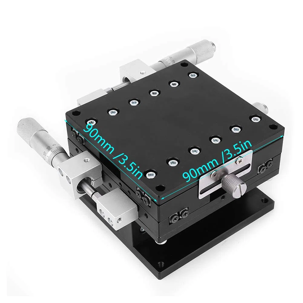 Trimmlager-Tuning-Plattform, 90 x 90 mm XYZ 3-Achsen-Trimmplattform, manueller Lineartisch-Tuning-Schiebetisch für präzise Messungen im optischen Labor