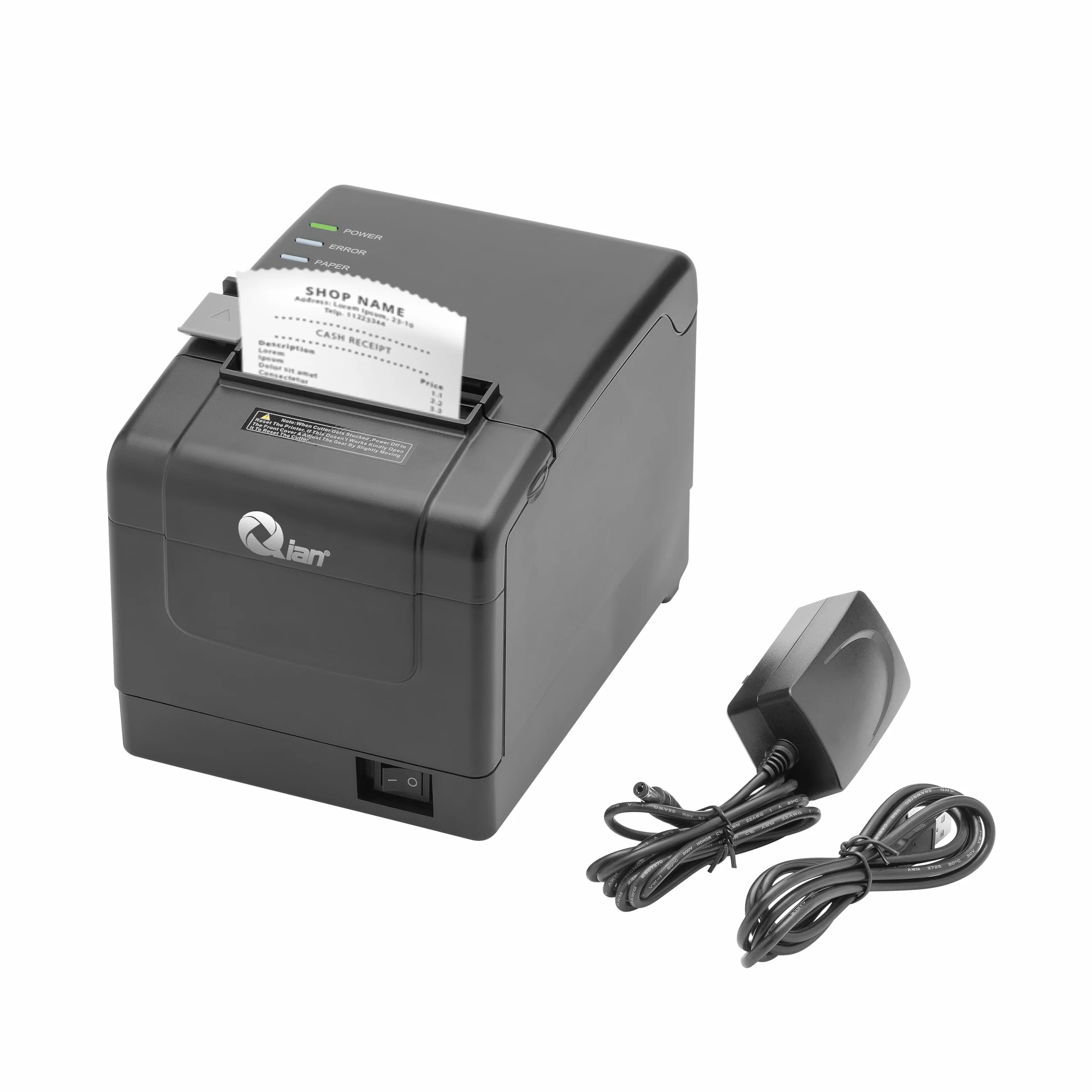 QIAN Anjet80 80mm Thermo-Belegdrucker TPV POS Automatischer Schnitt ESC/POS | Geschwindigkeit 160 mm/s | Treiber Windows | Bluetooth, USB, Ethernet (Schwarz)