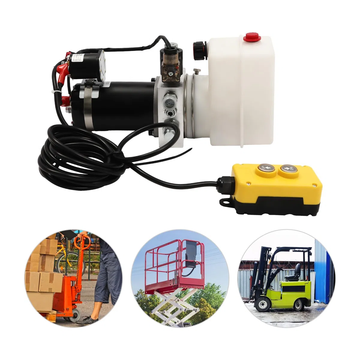 Hydraulikpumpe, 800W 2850rpm Elektrische Hydraulikpumpe mit Fernbedienung Hydraulikaggregat 12V einfachwirkende Hydraulikpumpe, Hydraulikpresse für Kippanhänger