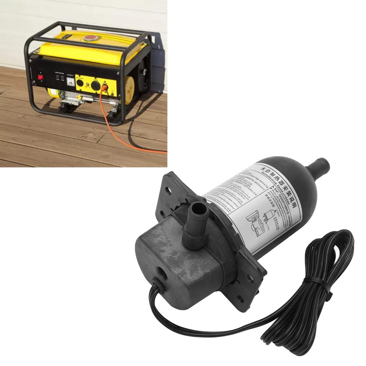 Motorheizung, 1000W selbst zirkulierende Kühlmittelheizung für Generatoren, Aluminiumblockheizung mit automatischem Thermostat