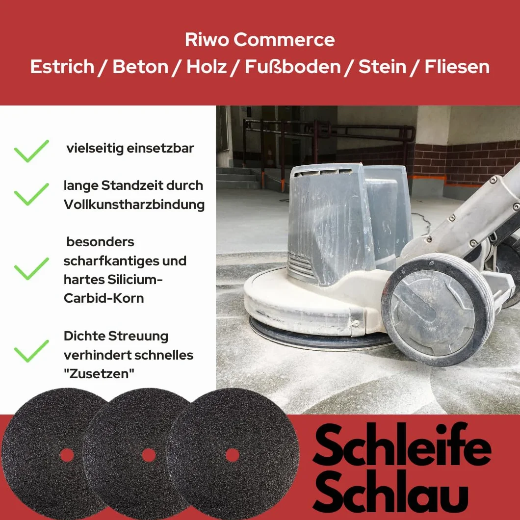 Siliziumkarbid Doppelschleifscheiben Ø 406 mm Treibteller für Schleifmaschine, Betonschleifer. Doppelseitiges Schleifpapier, ideal für Holz und Beton – Körnung 36, 20 Stück Schleifscheiben