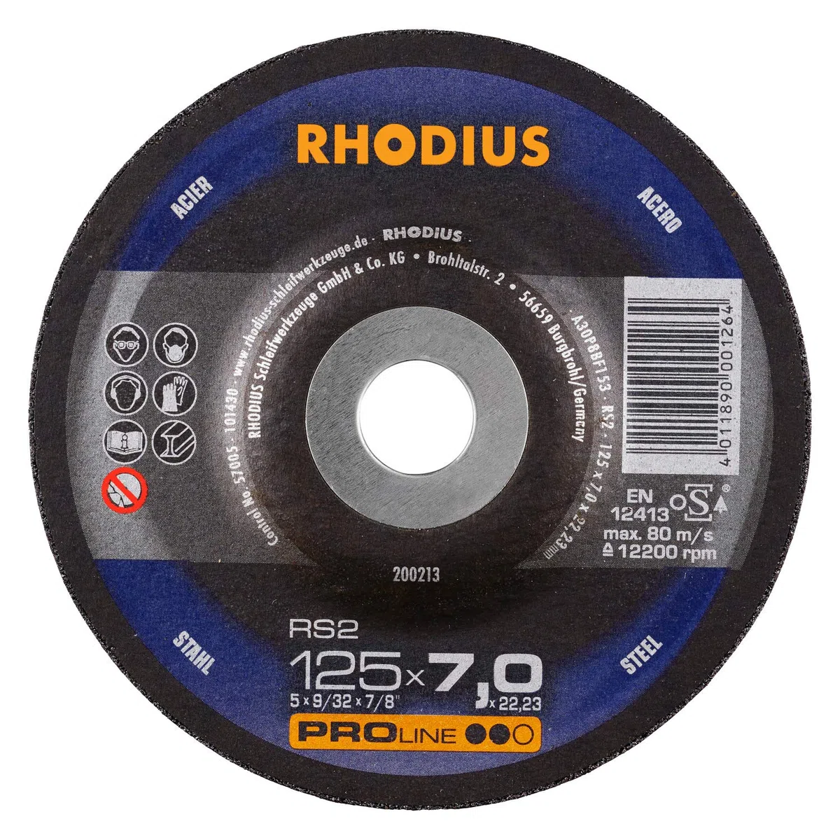 RHODIUS Schruppscheiben Stahl RS2 Made in Germany Ø 125 mm für Winkelschleifer 25 Stück