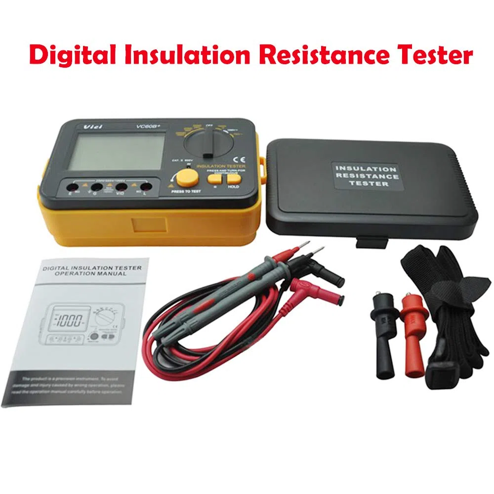 Megger Megohm Meter VCB60+ Digitaler Isolationswiderstandstester, 1000 V, 0,1~2000 MΩ (schwarz + orange)