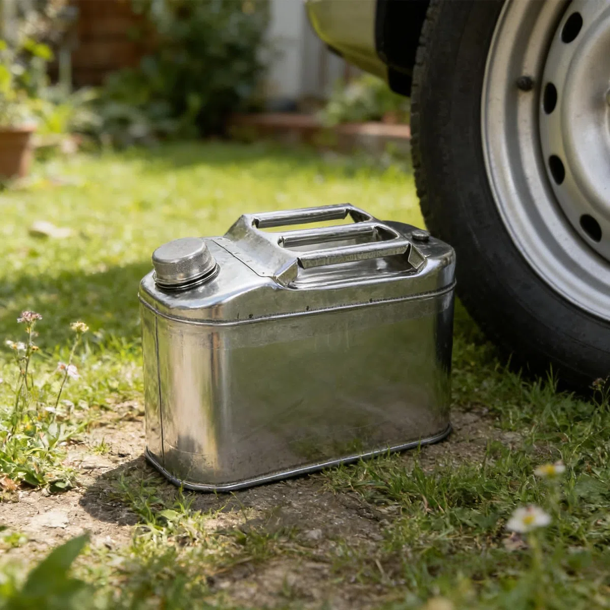 2,6-Gallonen-Metall-Vorratsbehälter – Vielseitiger Flüssigkeitsbehälter für Autos und LKWs – 10-Liter-Edelstahl-Wasserkanister für Kfz-Ausrüstung, inklusive Ausgießer und Griff
