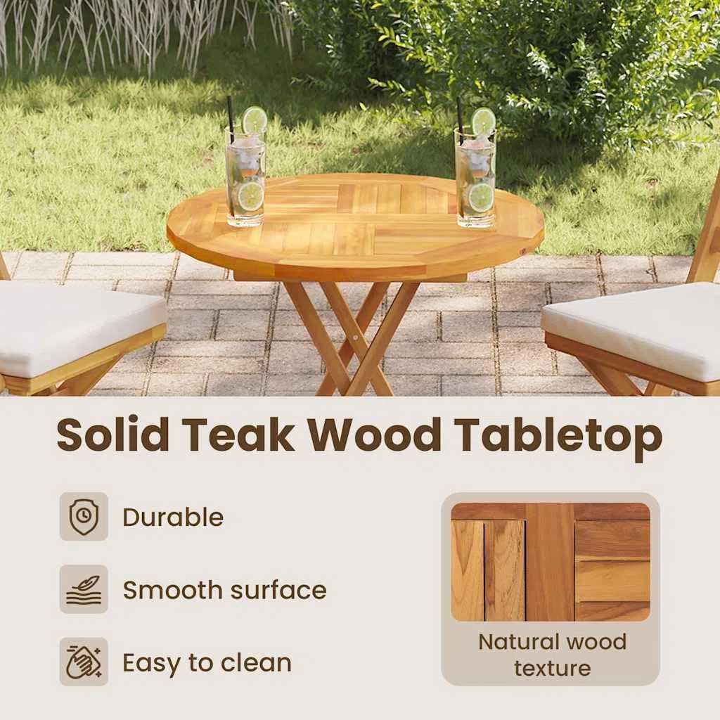 vidaXL Teak Massiv Tischplatte Massivholzplatte Holzplatte Ersatztischplatte Holz Platte für Esstisch Esszimmertisch Rund 2,5cm 70cm
