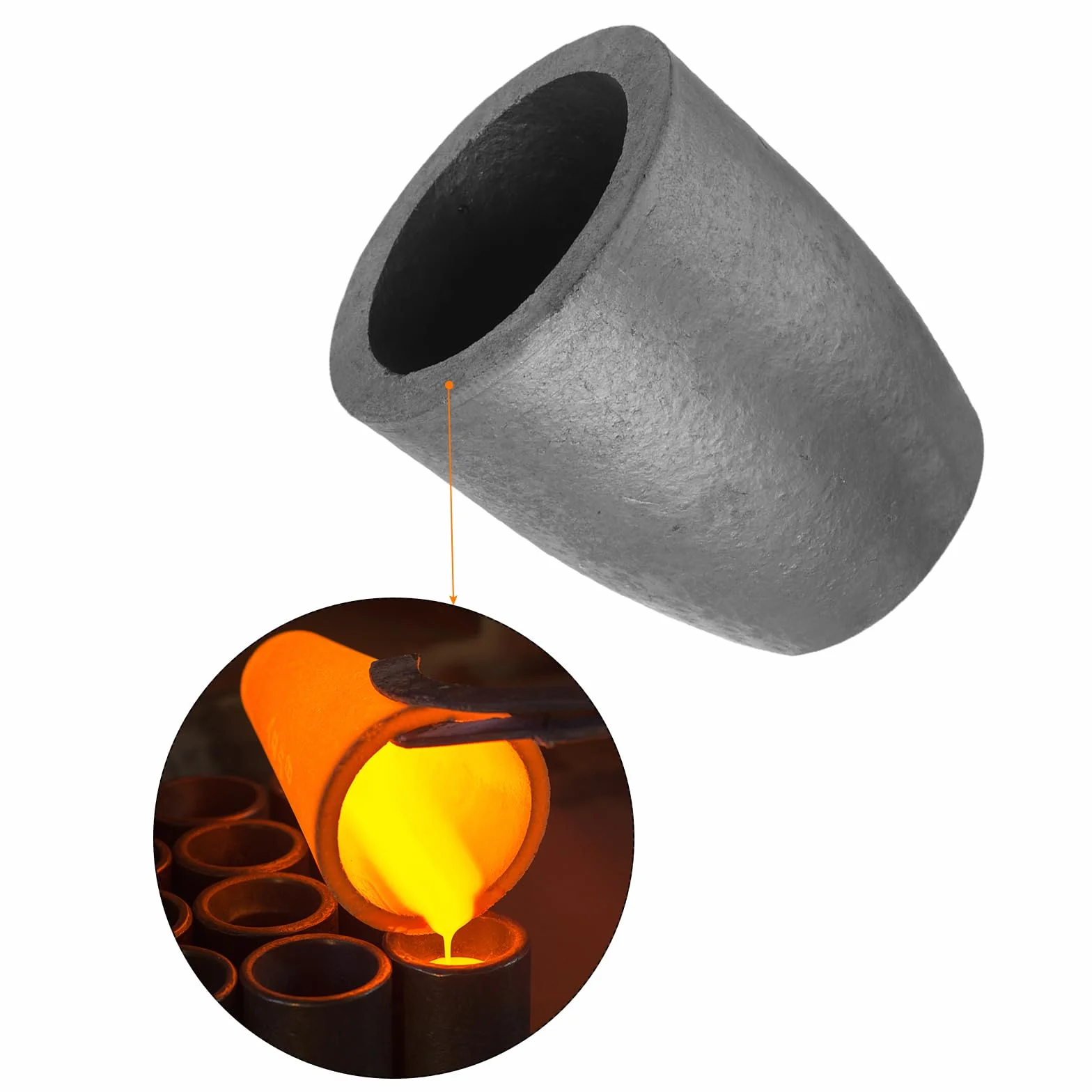 QUARKZMAN Silicium-Graphit-Schmelztiegel, 14 kg Schmelztiegel Kupfergussbecher Metallschmelzbarren zum Schmelzen von Gold, Silber, Kupfer,5 Zoll IDx7,64 Zoll H