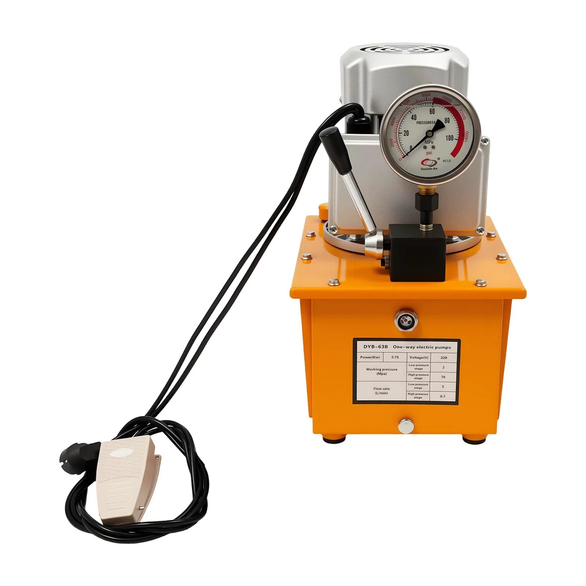 Elektrische Hydraulikpumpe 220V AC, Einfachwirkende Hydraulikpumpe Mit Handventil, Mit 7-Liter-Tank (Inklusive 1 ölrohr), Zum Heben, Pressen, Biegen, Richten, Schneiden, Montieren Und Demontieren