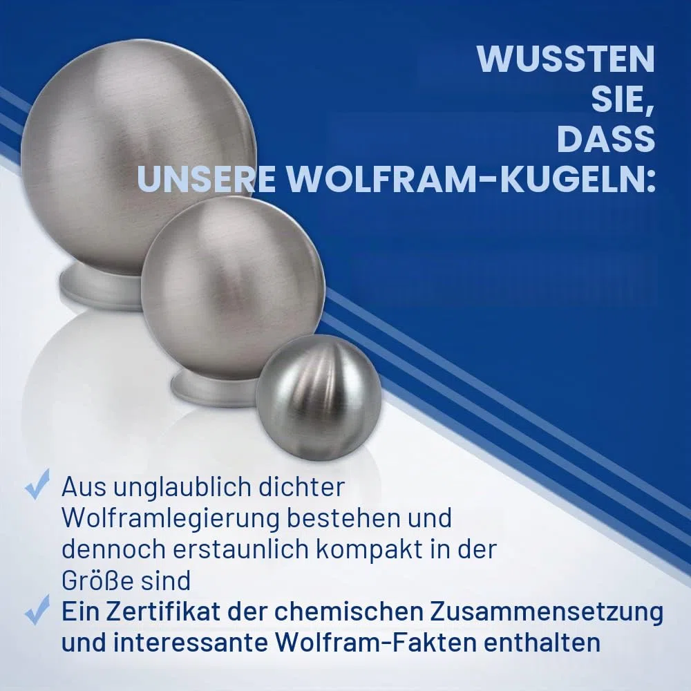 Midwest Tungsten Service Wolframkugel – 7 cm Durchmesser, 3 kg – größte Größe.