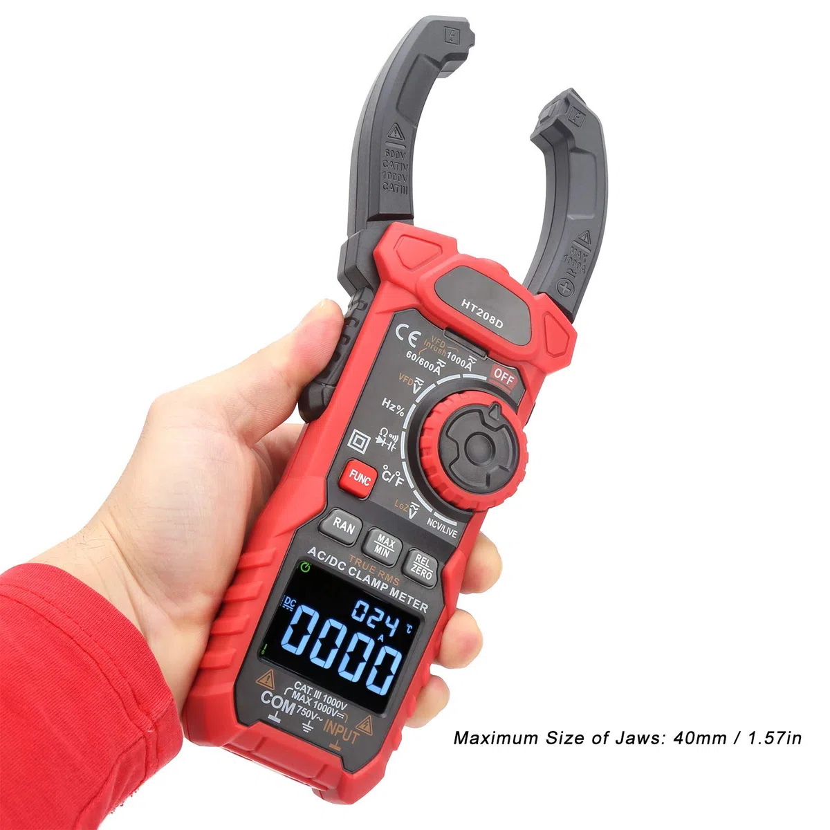 Strommessgerät HT208D Digitales Zangenmultimeter NCV Elektrisches Zangenmessgerät AC750V oder DC1000V 1000A AC/DC Strommesszange für Stromkreisprüfungen