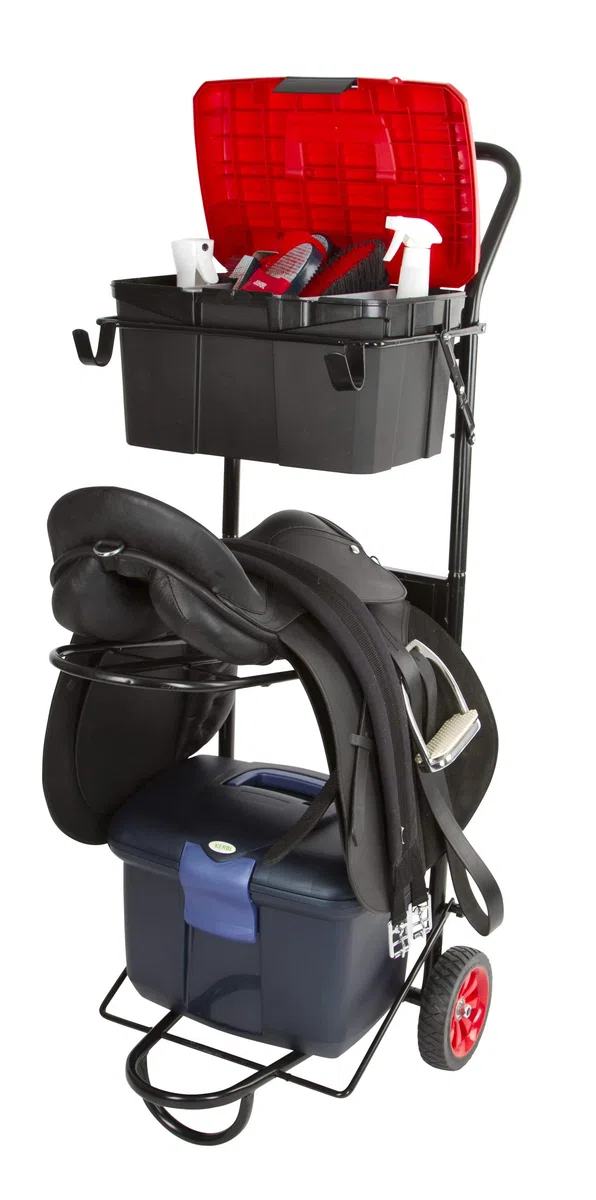 Kerbl Sattelcaddy, Sattelbutler, schwarz, Metall pulverbeschichtet, 78x48x127cm, 15kg, für Reiter, Reiterinnen, fahr- und klappbar