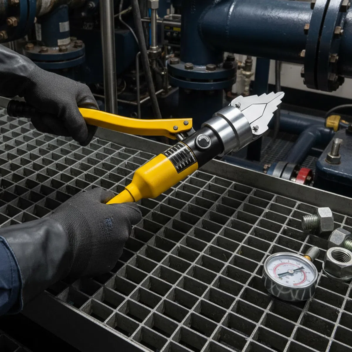 12T Hydraulische Flanschspreizer, Hydraulischer Spreizer, Manuelles Hydraulisches Spreizwerkzeug, Tragbarer Integrierter Hydraulikspreizer für Rohrleitungsreparatur Bau