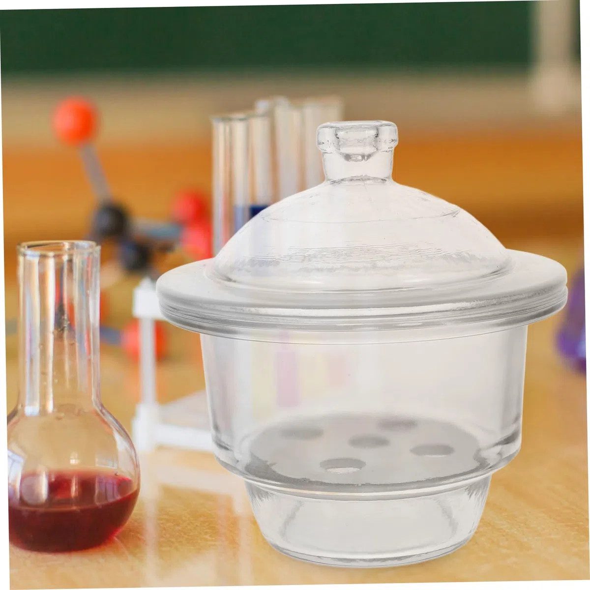 SOLUSTRE Exsikkator Vakuum Labor Trockenglas 22cm Glasflasche Für Praktische Experimente Im Labor Und Unterricht