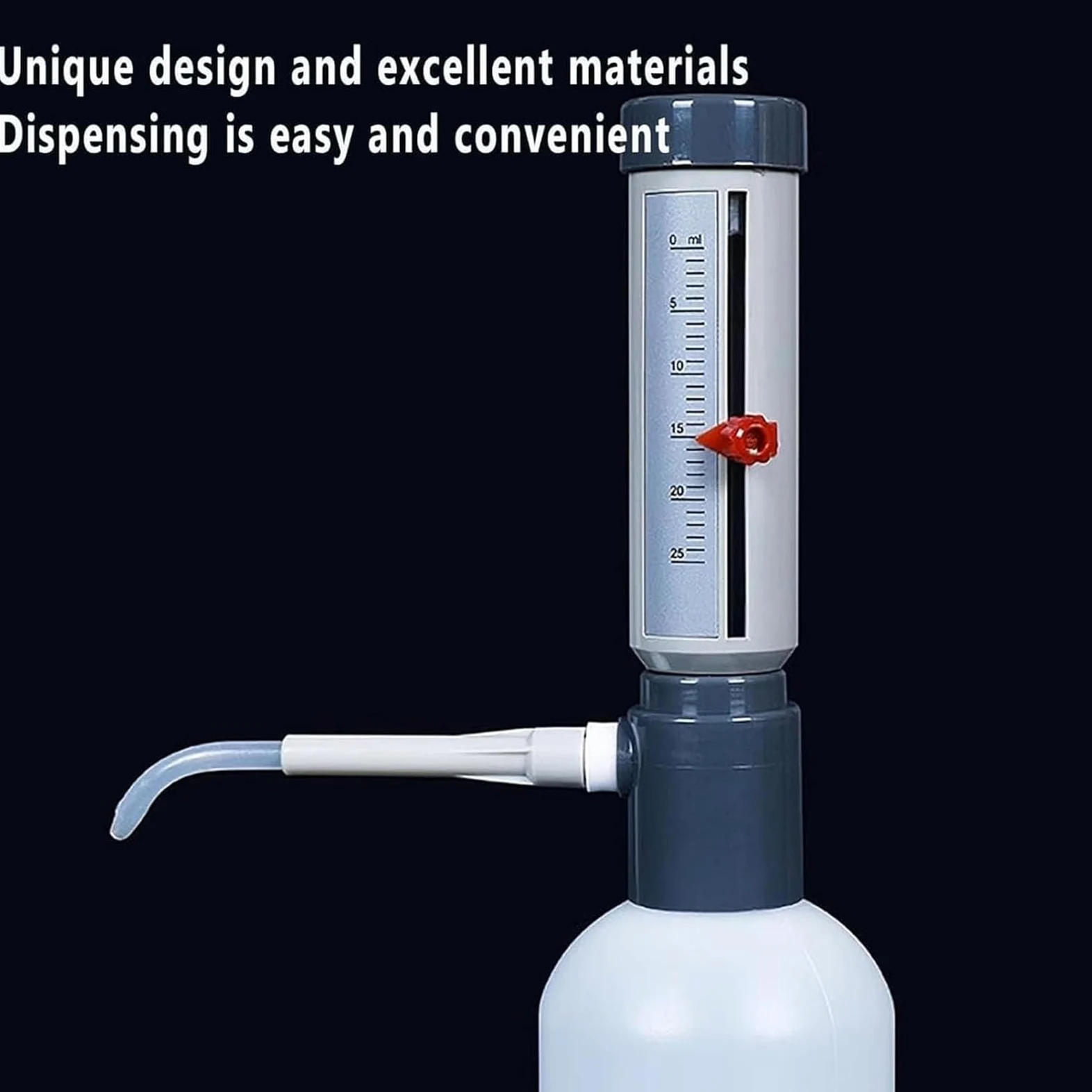 MObyat Flaschenaufsatz-Dispenser Mit Hülse, Verstellbare Laborpipetten Von 0–25 Ml, Mit 1000-ml-Reagenzflasche Aus Kunststoff, Präziser Skala, Einfacher Und Präziser Dosierung Ohne Tropfenbildung