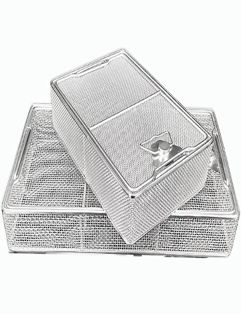 Reinigungskorb for medizinische Geräte mit 4 mm Maschenweite, Material Edelstahl 304, Sterilisationskorb for chirurgische Instrumente aus Edelstahl mit Deckel(30x20x7cm/11.81x7.87x2.76in)