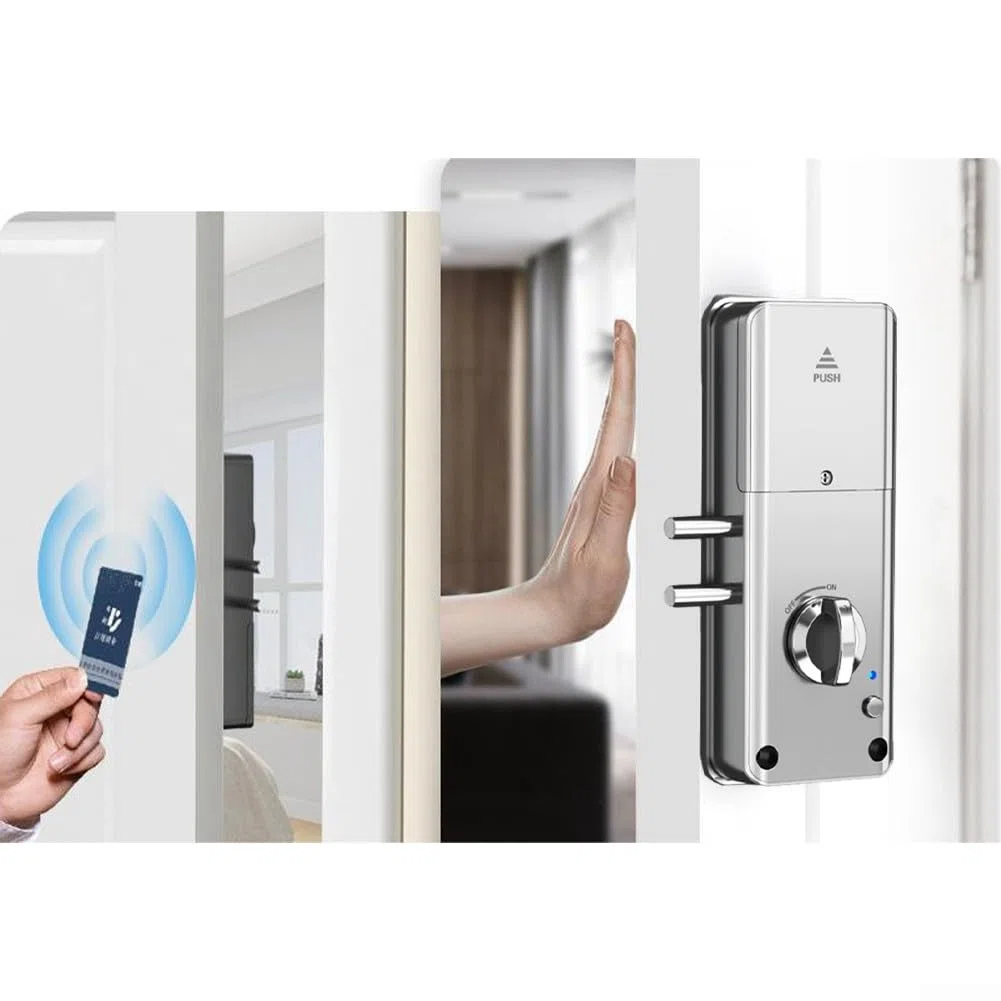 Unsichtbares Türschloss, intelligentes Türschloss ohne Bohren, Installation, App, Holztür, elektronisches Schloss, für den Innenbereich, Kartenschlag, Bluetooth-Fernbedienungsschloss (Tuya-Schloss,