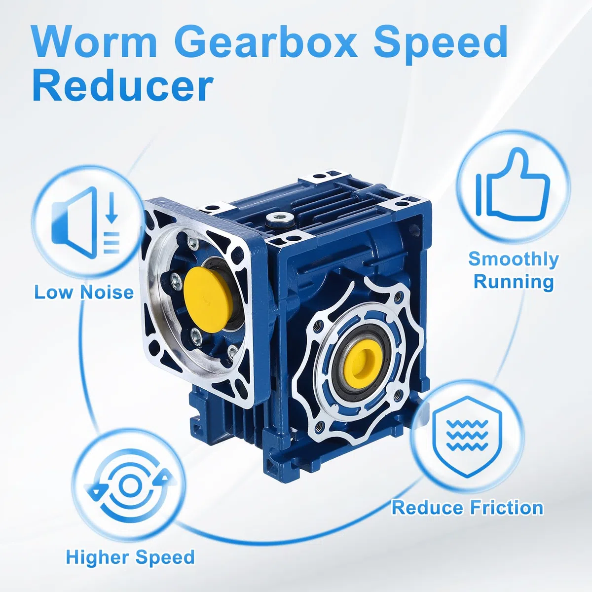 QUARKZMAN NMRV040 Schneckengetriebe Übersetzung 15:1 18mm Ausgangswelle Hochdrehmoment Schneckengetriebe Drehzahlminderer Für Nema34 Servomotor/Nema34 Schrittmotor Blau