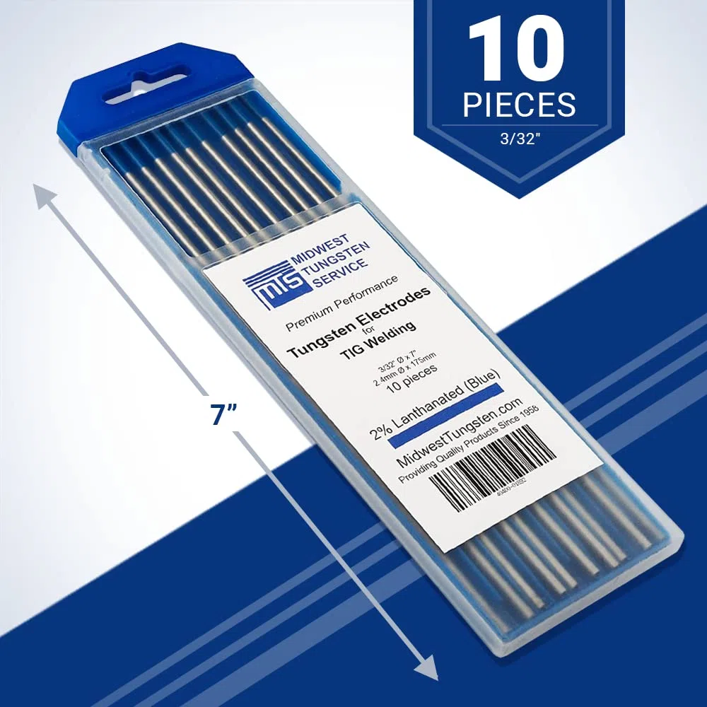 WIG-Schweißelektroden Wolfram 2% lanthaniert 2,4 mm x 175 mm (blau, WL20) 10er Pack