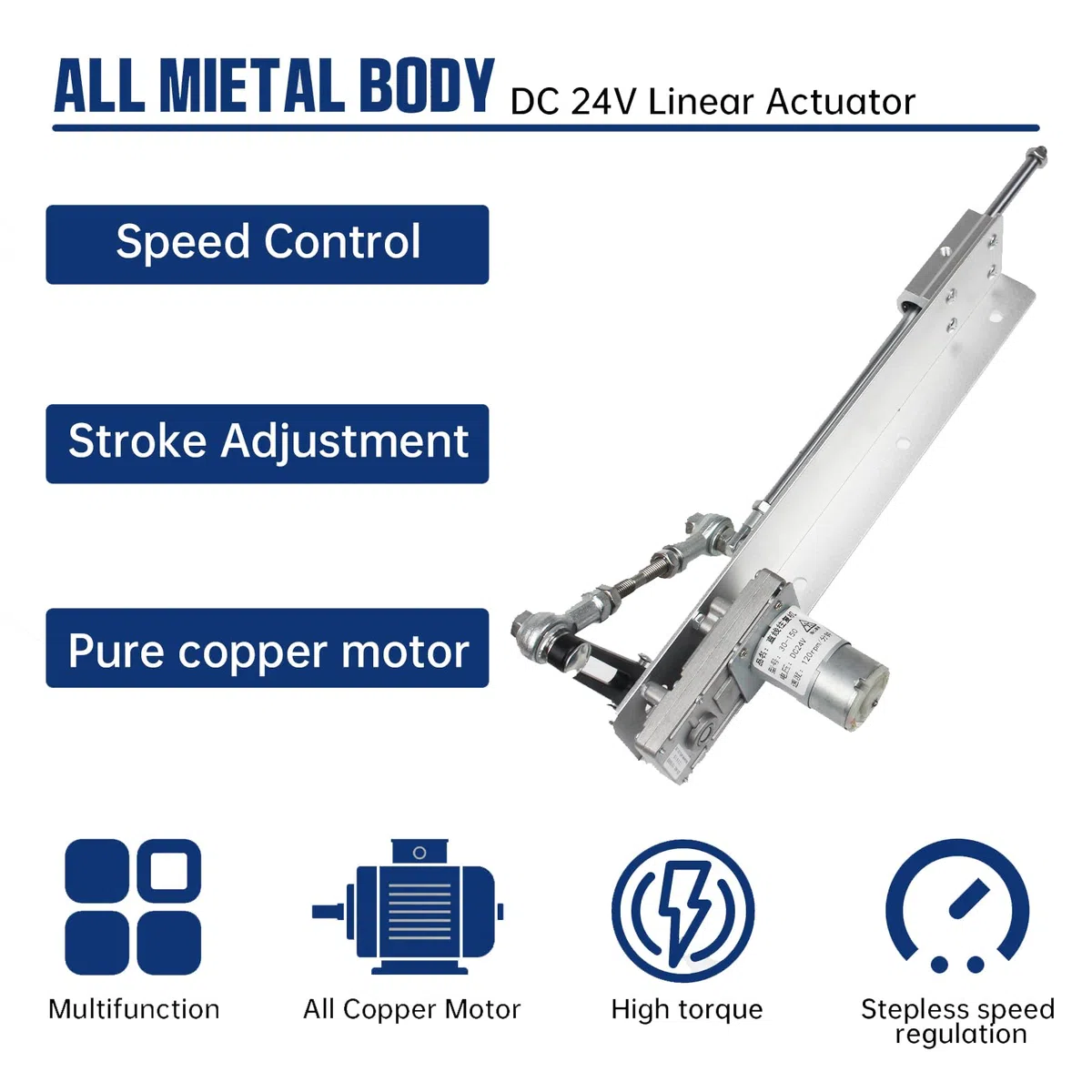 RATTMMOTOR Hubkolben Linearaktuator Stroke 1.18-6 inch DC 24V 120RPM Geschwindigkeit Einstellbare Linearantrieb 30-150mm mit Drehzahlregler (24VDC, 3-15CM/120RPM)