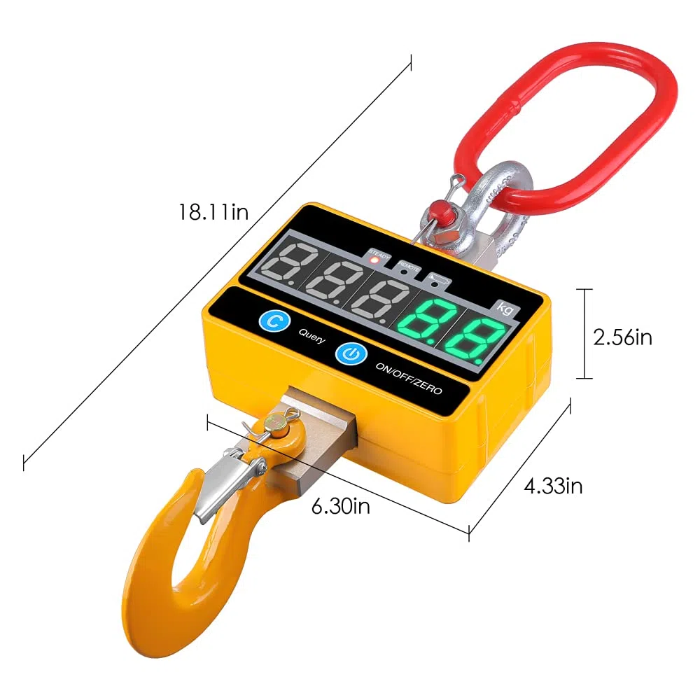 Kranwaage 2000kg/4000 lb Industrielle Hängewaage Hochleistungs wiederaufladbare Super Clear Digital Crane Scale mit Fernbedienung 2T hochpräzise elektronische Hängende Waage