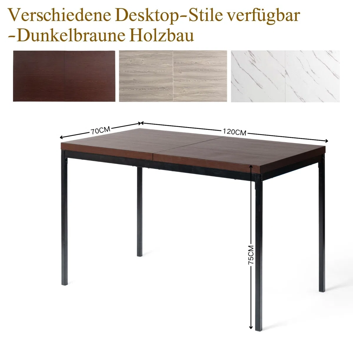 FurnitureR Praktischer Cafeteria Tisch Schule | 120x70x75cm | Robuste MDF-Platte | Metallgestell | Mensatisch | Essenstisch