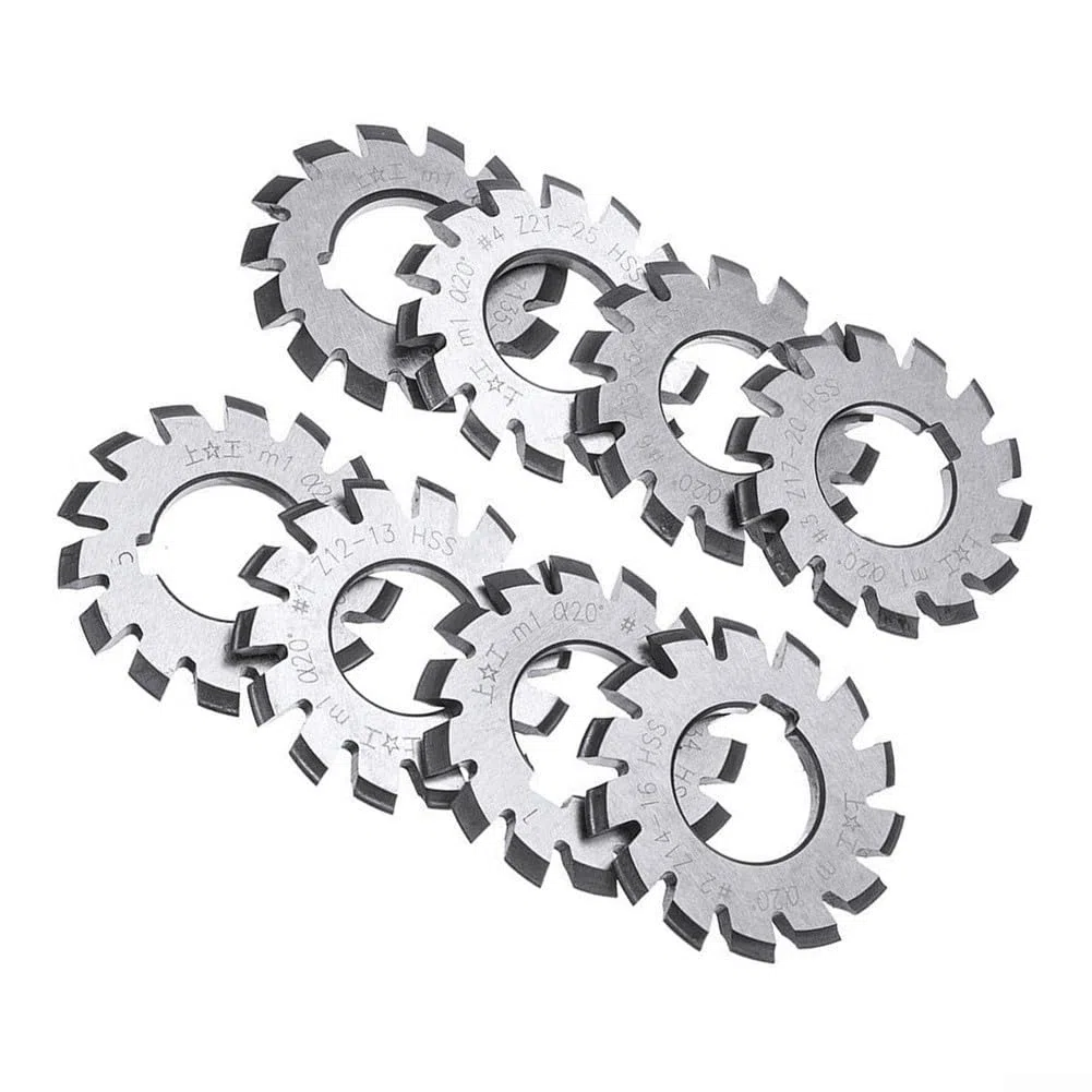 M1 Modul Zahnradschneider Set, 8-teilig Involute Fräser HSS 22mm Schaft, 20 Grad Druckwinkel für industrielle Getriebeherstellung