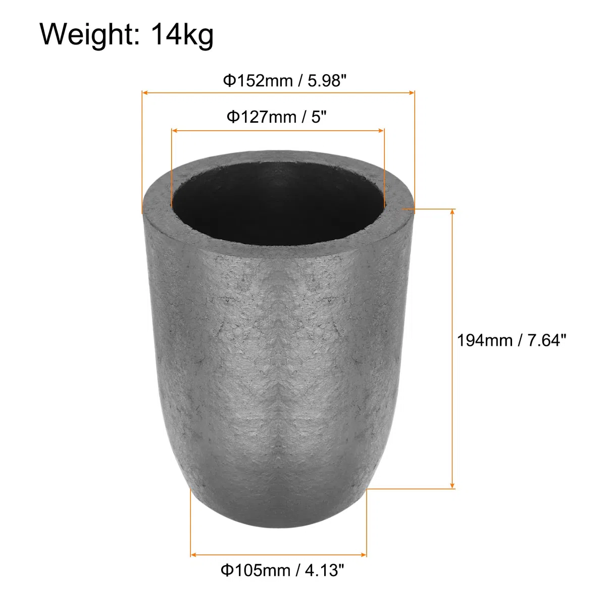 QUARKZMAN Silicium-Graphit-Schmelztiegel, 14 kg Schmelztiegel Kupfergussbecher Metallschmelzbarren zum Schmelzen von Gold, Silber, Kupfer,5 Zoll IDx7,64 Zoll H