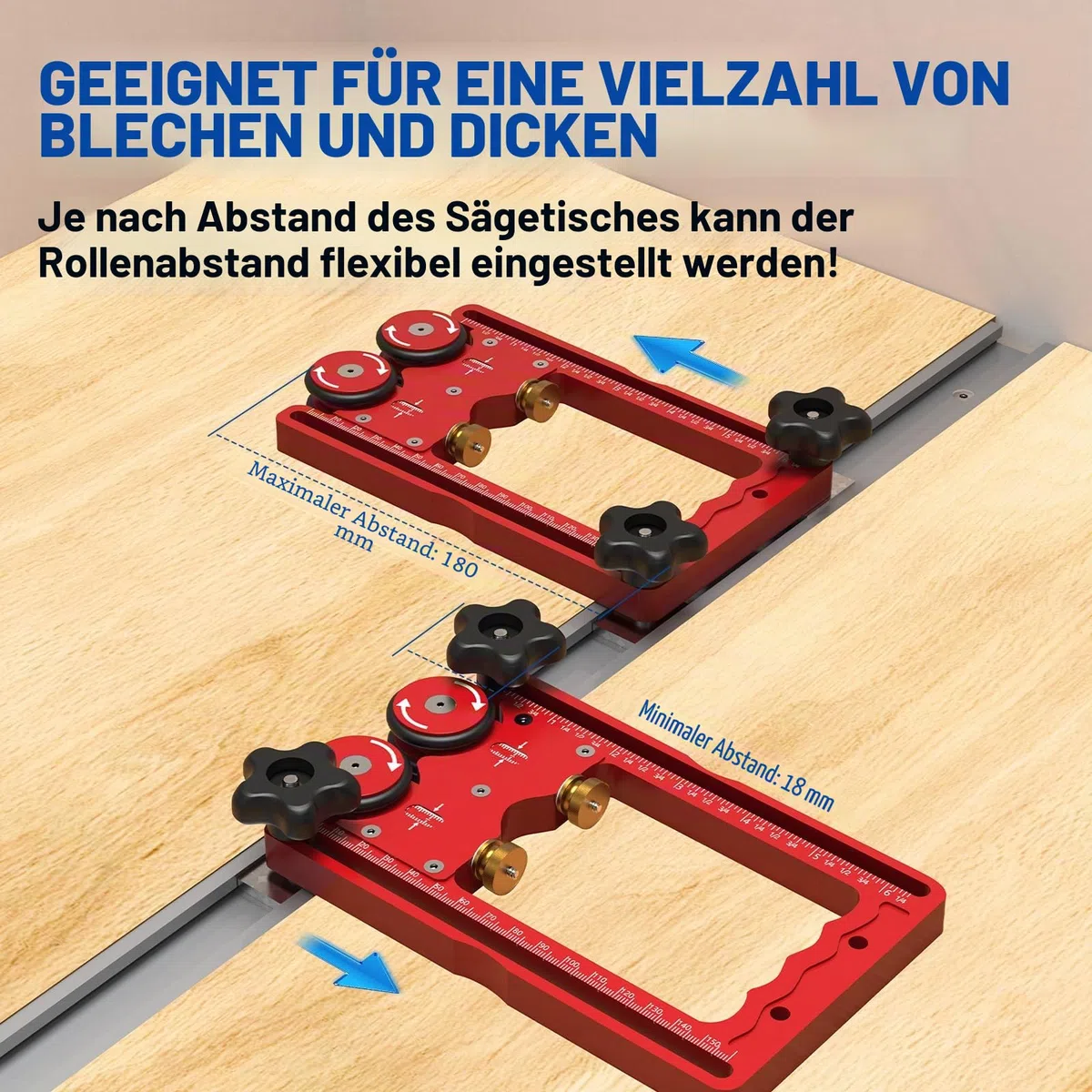 Tischsägen-Press-Feeder-Lagerrolle, 160 mm, Doppelradlagerrolle mit Einweg-Rad, Aluminiumlegierung, Tischsägen-Feederführung, Tischsägen-Rollen (2)
