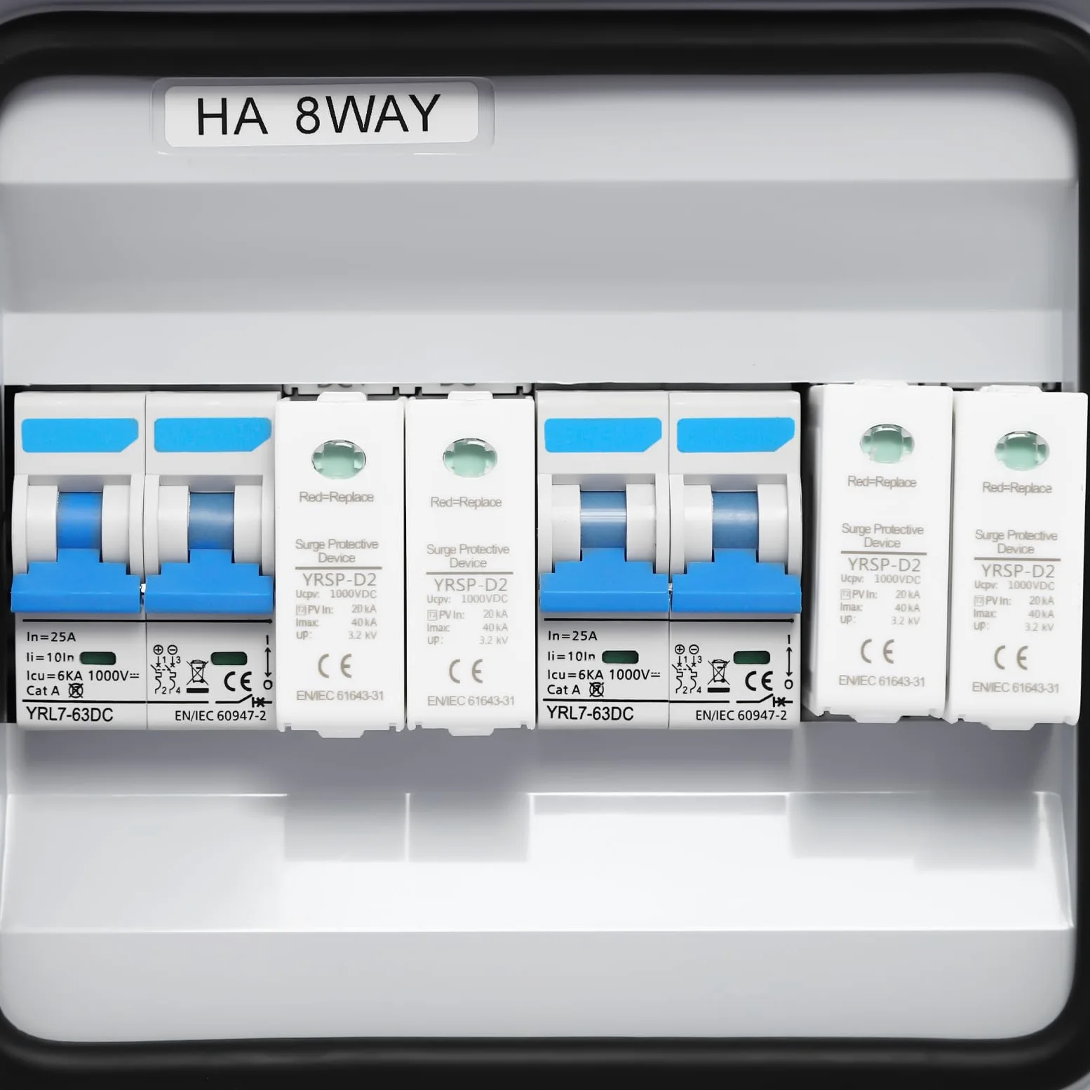 Überspannungsschutz PV, Solar Überspannungsschutz Blitzschutz DC Trennschalter PV Anlage 2 String (2 in 2 Out) 25A 1000V Solar Combiner Box für Solarmodule