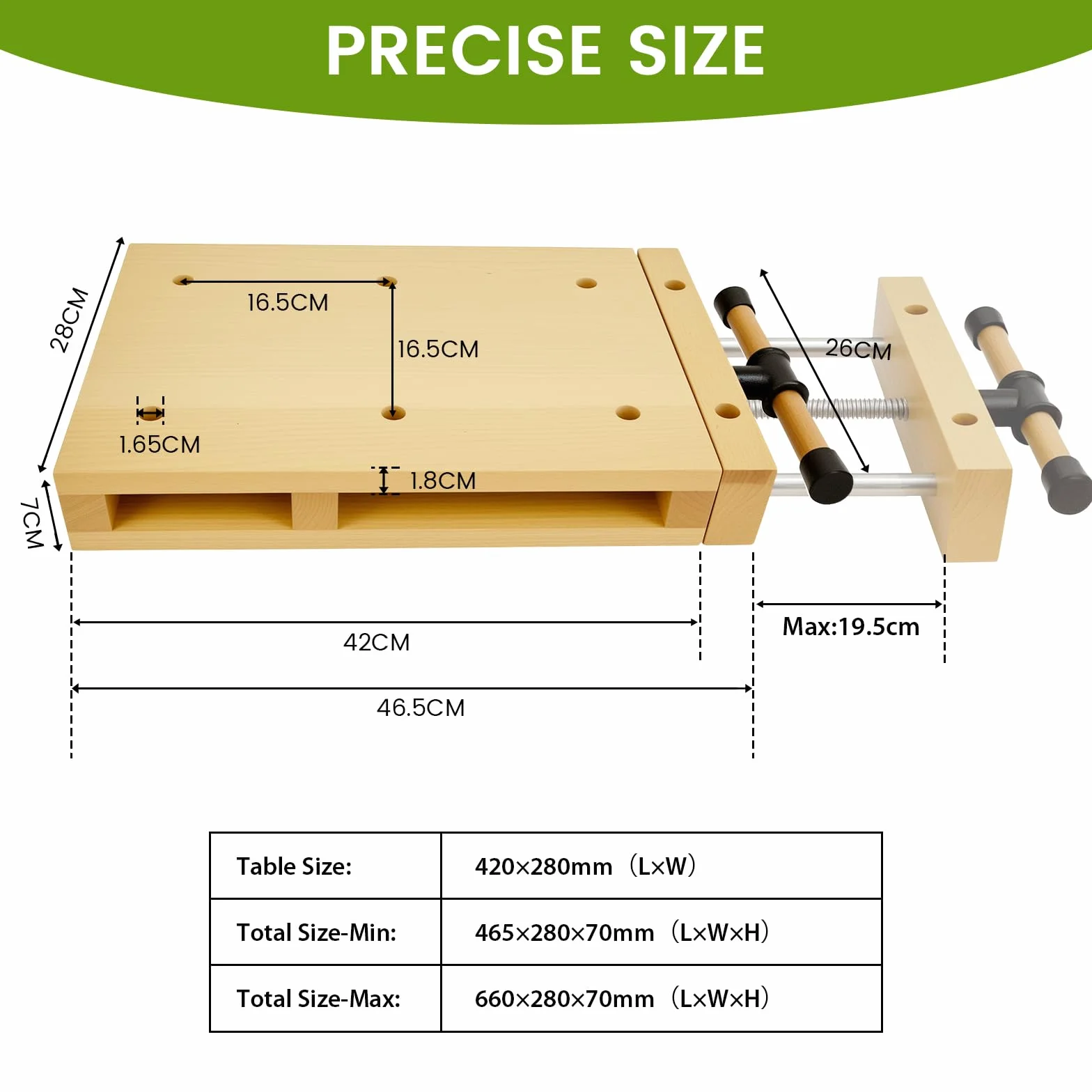 Tragbare Hobelbank Mobile Werkbank Kleine mit schraubstock Holz, Werkbank Klappbar Tragbar spanntisch Holzwerkbank Geeignet zum Schnitzen, Schneiden, Klemmen, Hobeln (46,5 × 28 × 7 cm)