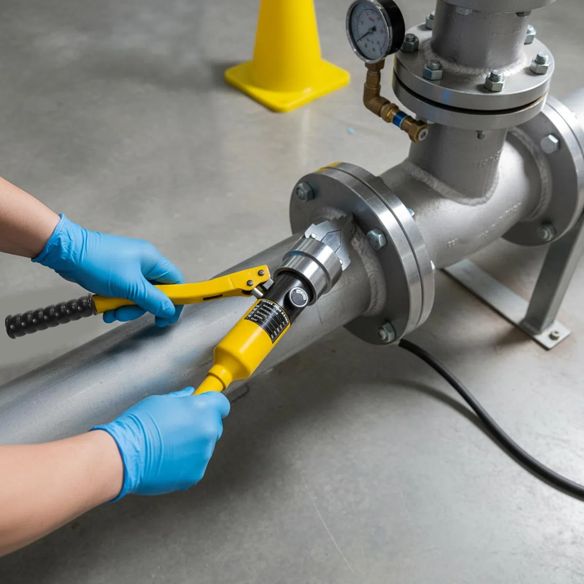 12T Hydraulische Flanschspreizer, Hydraulischer Spreizer, Manuelles Hydraulisches Spreizwerkzeug, Tragbarer Integrierter Hydraulikspreizer für Rohrleitungsreparatur Bau