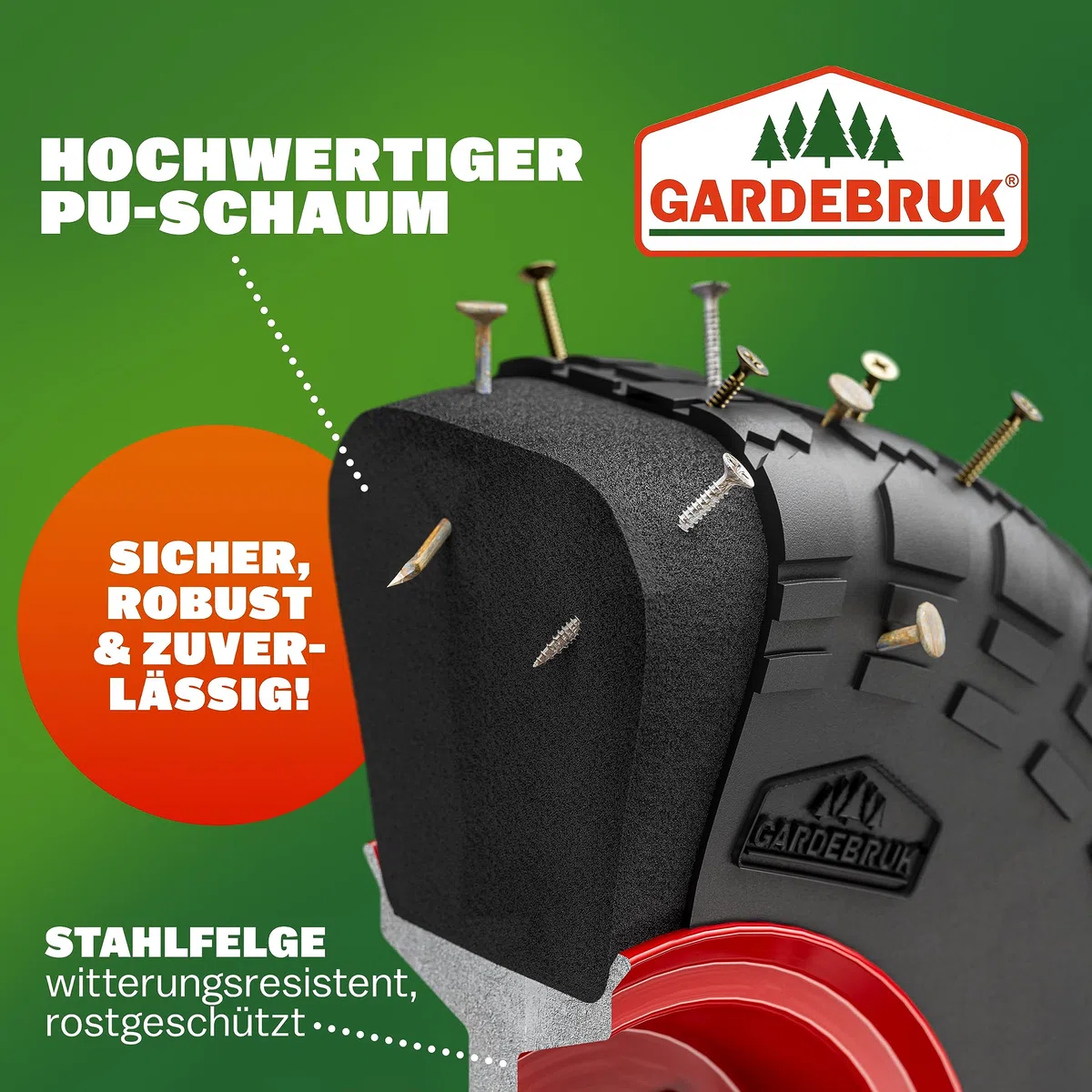 GARDEBRUK® Sackkarre PU Vollgummireifen klappbar 200kg Stahl Schutzblech Schwerlast Garten Umzug Transportkarre Transportwagen Transportroller