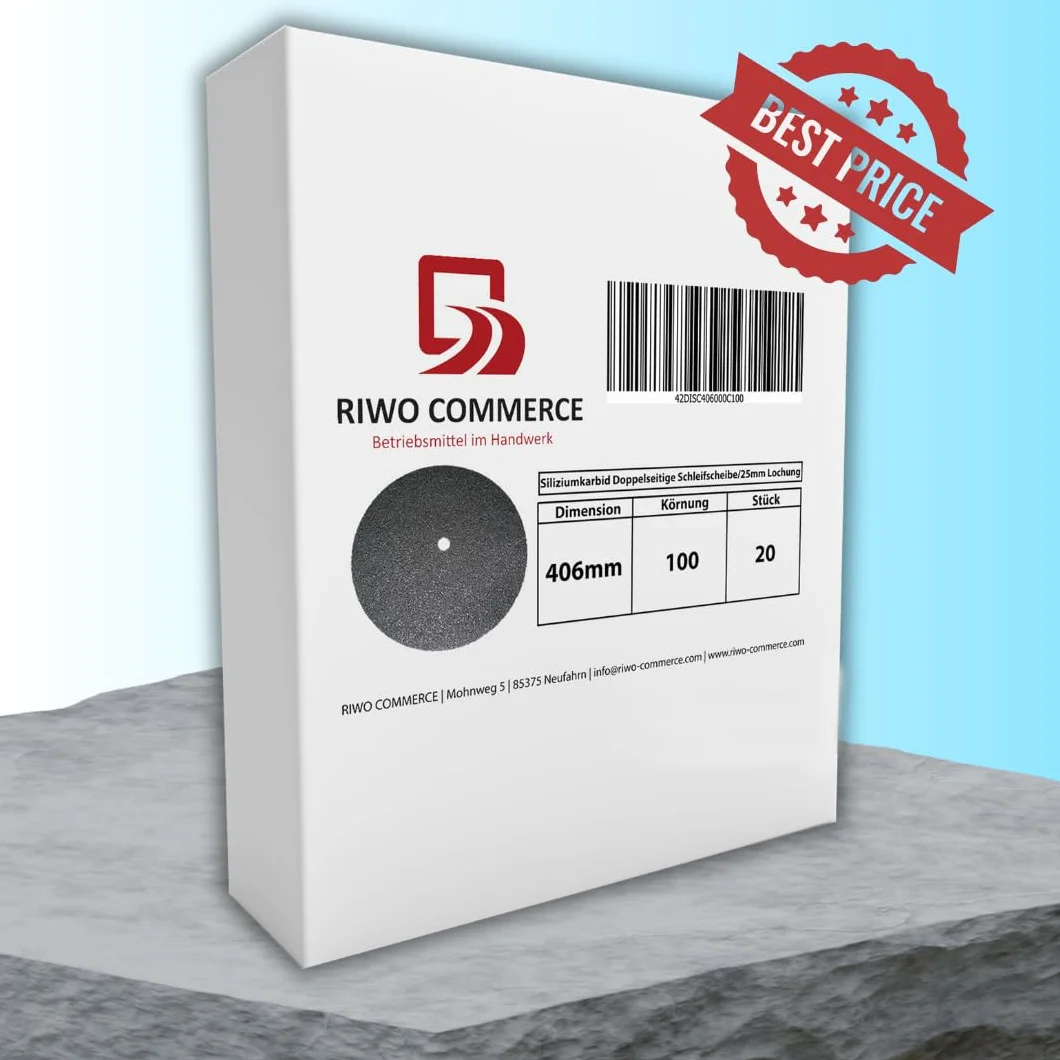 Siliziumkarbid Doppelschleifscheiben Ø 406 mm Treibteller für Schleifmaschine, Betonschleifer. Doppelseitiges Schleifpapier, ideal für Holz und Beton – Körnung 36, 20 Stück Schleifscheiben