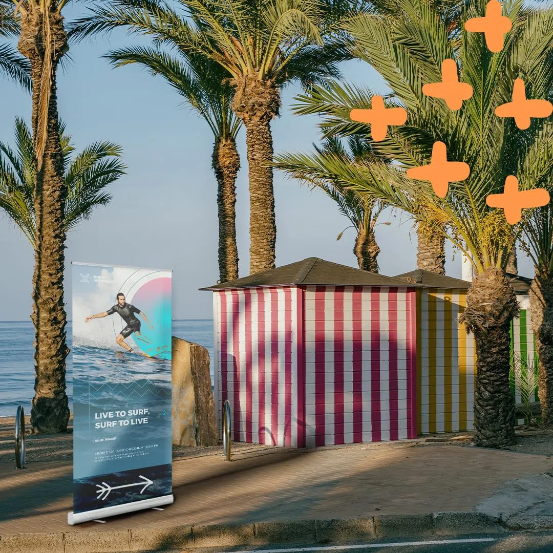 Personalisiertes Roll-up | Werbebanner mit eingeschlossener Bedruckung von 120x200 cm | Mattes Polypropylenvinyl mit schwarzer Struktur + Transporttasche