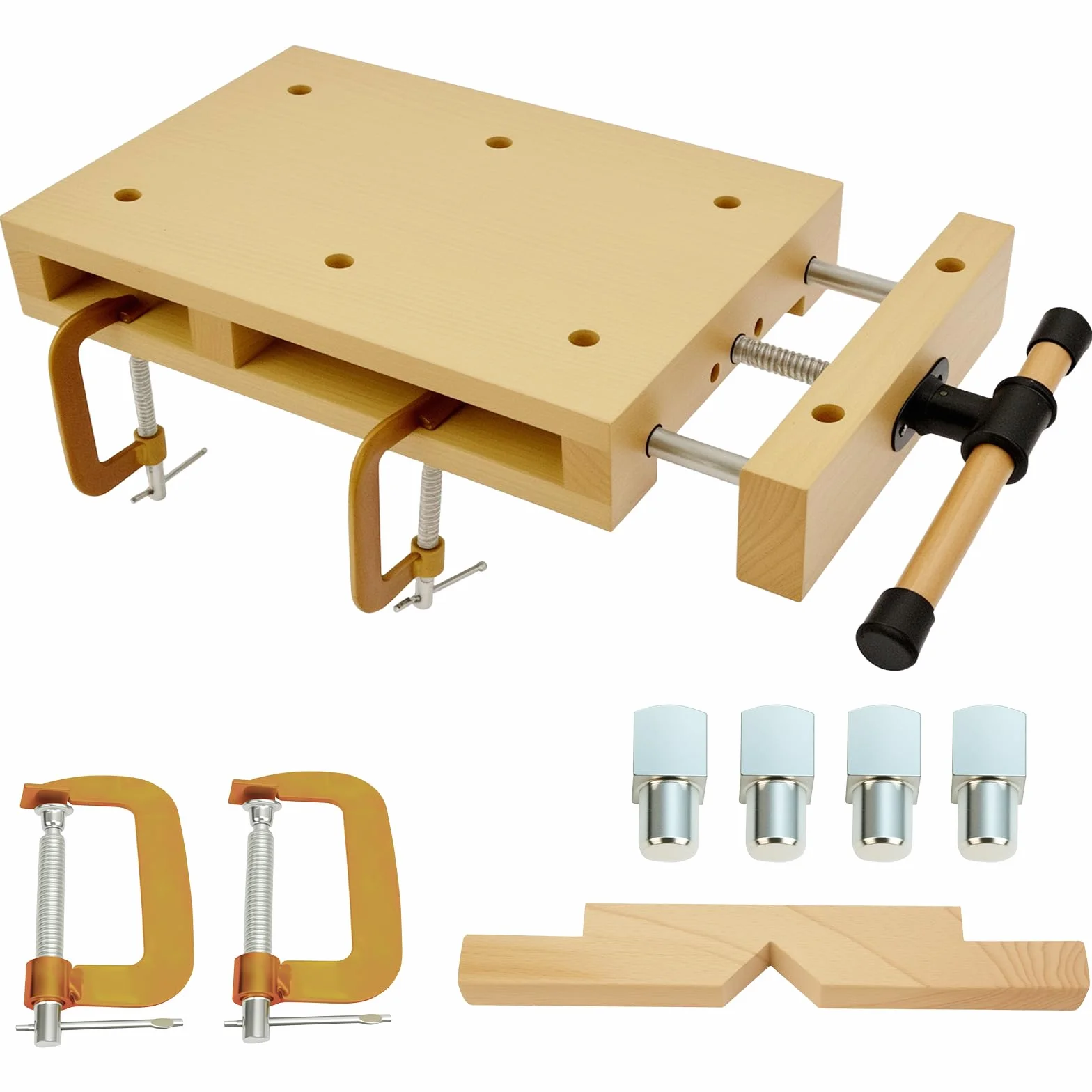 Tragbare Hobelbank Mobile Werkbank Kleine mit schraubstock Holz, Werkbank Klappbar Tragbar spanntisch Holzwerkbank Geeignet zum Schnitzen, Schneiden, Klemmen, Hobeln (46,5 × 28 × 7 cm)