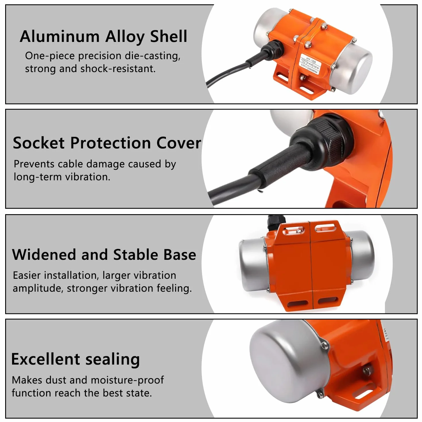 Vibrationsmotor, Elektromotor mit 0-3000RPM stufenloser Geschwindigkeitsregler, Vielseitig Rüttelmotor für Bergbau Metallurgie Kohle Elektrizität Bauwesen (70, Watt)
