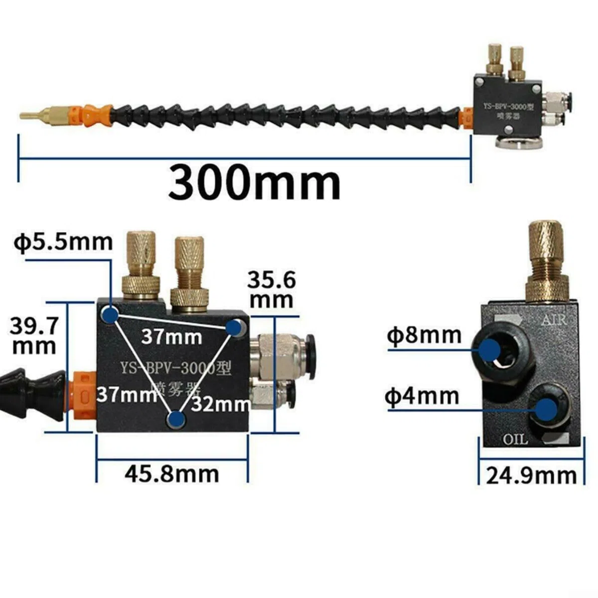 3L Schmierspray Spray Kühler Kühlmittelpumpe Ölnebel Sprüher mit flexiblem Schaft Metall Magnetfuß Kühlmittelpumpe Ölnebelsystem für CNC-Metallbearbeitung (220 V)